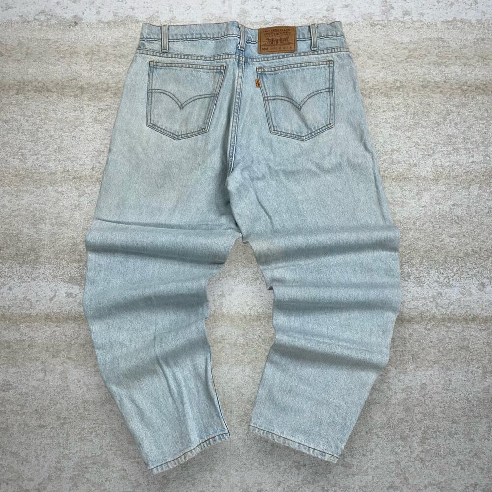 Vintage 90s Orange Tab Levis Jeans 550 36x30 Relaxed Fit Light Wash Denim Cotton